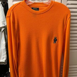 Polo Bear orange waffle-knit thermal size small